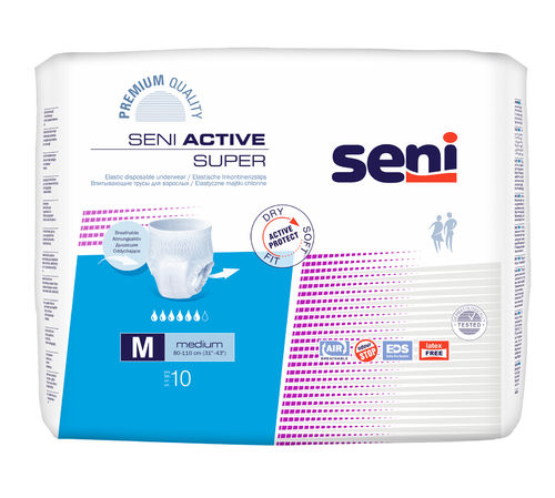 Seni Active Super - Inkontinenzpants, mittlere Saugstärke - bis 1600 ml, Gr. S-XL