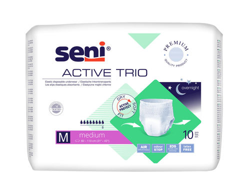 Seni Active Trio - Inkontinenzpants, höchste Saugstärke (auch Nachts) - 2500 ml, Gr. M-XL